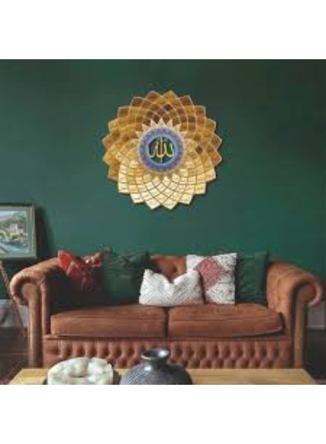 EMAAZZ LLC 3D Acrylic  99 Names of Allah Wall Art Islamic Calligraphy Asmaul Husna Gold Decor Large Hanging Sculpture for Home Living Room Mosque Ramadan Eid Gift Decoration - Image 3